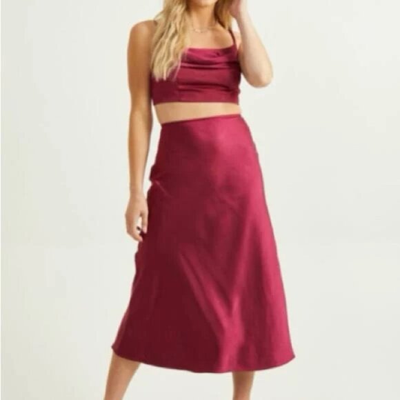Altar’d State satin matching set crop top & skirt Small - Picture 1 of 9